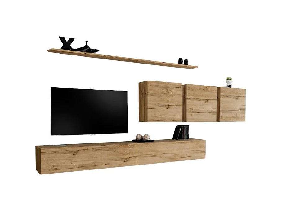 Ensemble meuble salon SWITCH VII design, coloris chêne Wotan.