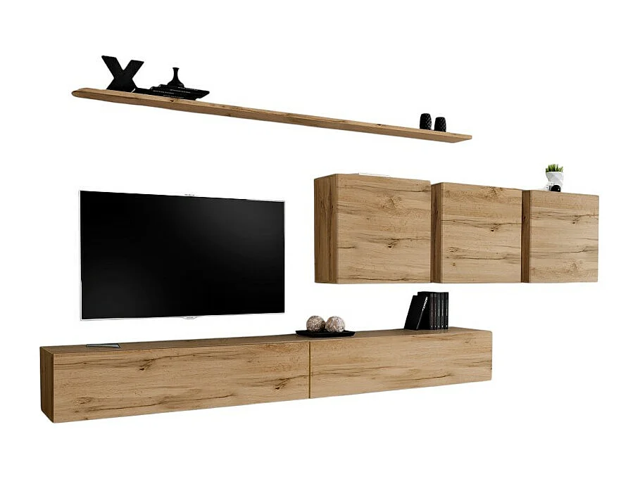 Set mobile soggiorno SWITCH VII design, colore rovere Wotan.
