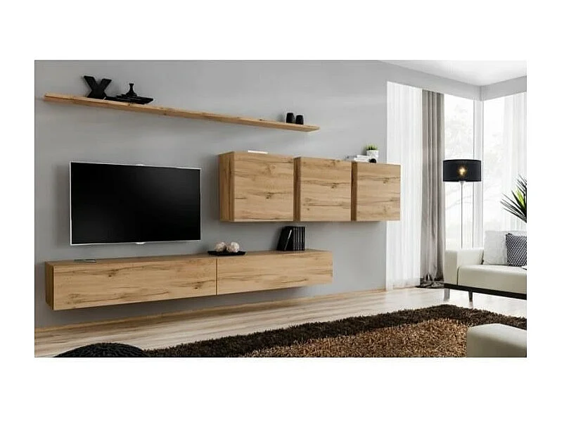 Set mobile soggiorno SWITCH VII design, colore rovere Wotan.