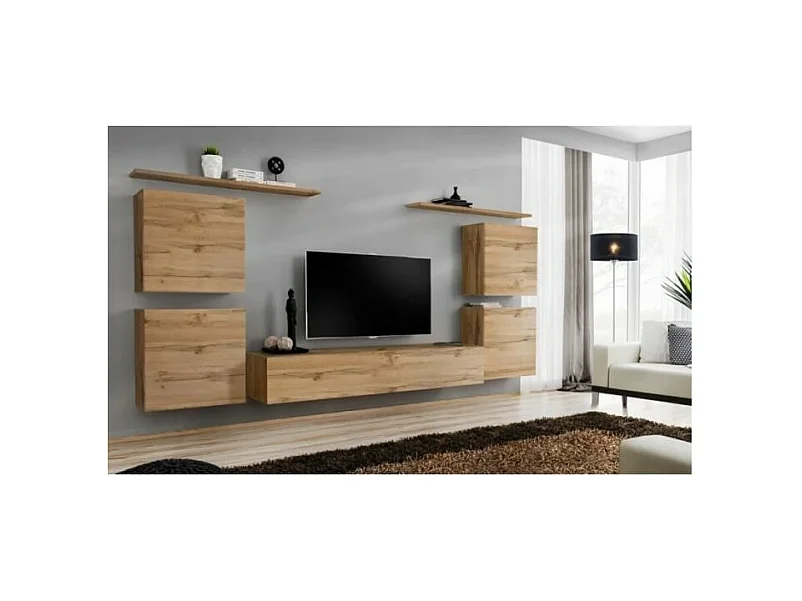 Conjunto de móveis para sala SWITCH IV design, cor carvalho Wotan.