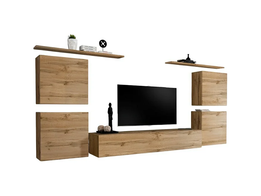 Ensemble meuble salon SWITCH IV design, coloris chêne Wotan.
