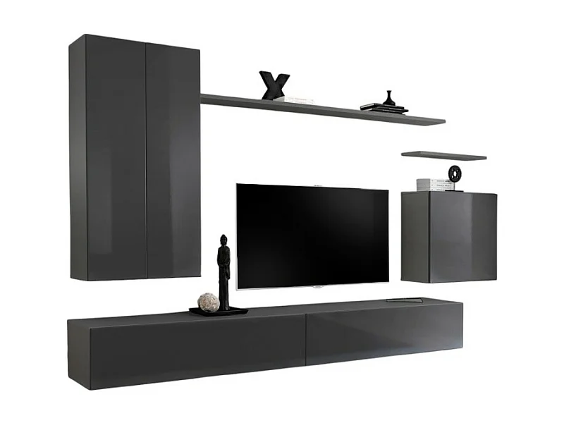 Wohnzimmermöbel-Set SWITCH II im Design, glänzend grau.