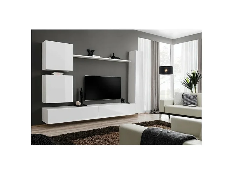 Wohnzimmermöbel-Set SWITCH VIII im Design, glänzend weiß.