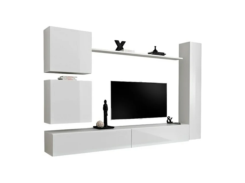 Woonkamermeubelset SWITCH VIII design, in glanzend witte kleur.