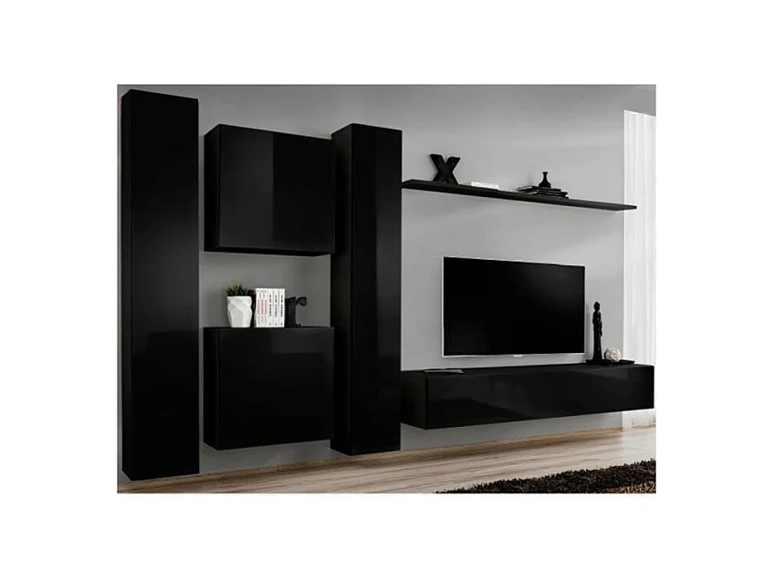 Conjunto de móveis para sala SWITCH VI, design, na cor preto brilhante.
