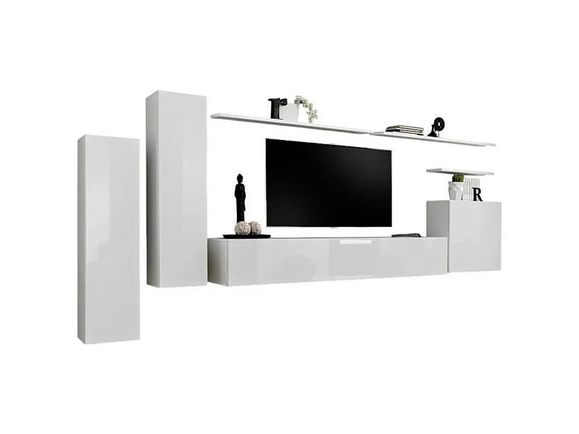 Ensemble de meubles salon collection SWITCH I design. Coloris blanc brillant.
