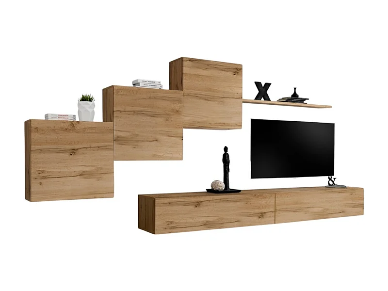 Conjunto de muebles de salón mural SWITCH X diseño, color roble Wotan.