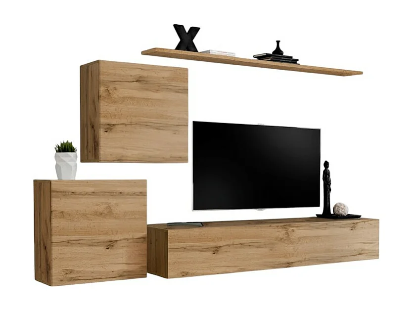 Ensemble meuble salon SWITCH V design, coloris chêne Wotan.