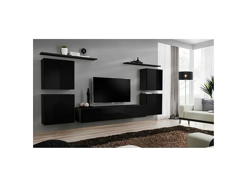 Wohnzimmermöbel-Set SWITCH IV im Design, glänzend schwarz.
