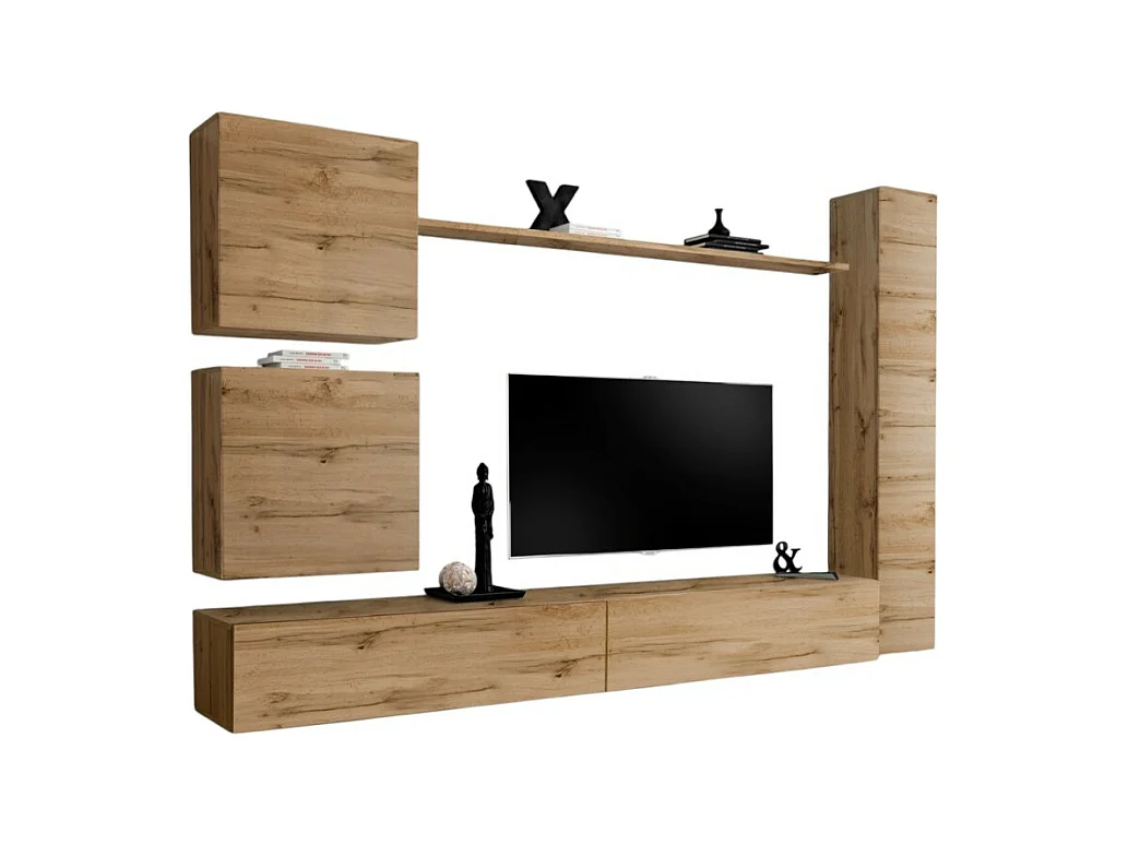 Wohnzimmer-Wandmöbelset SWITCH VIII im Design, Farbe Wotan Eiche.