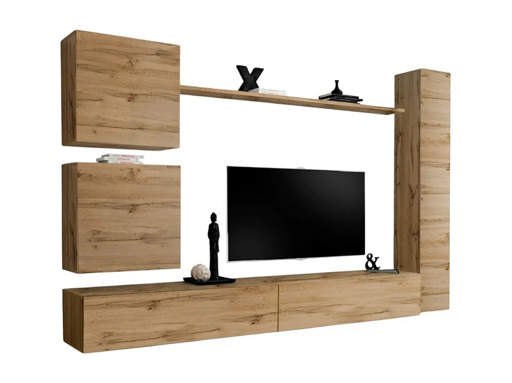 Wohnzimmer-Wandmöbelset SWITCH VIII im Design, Farbe Wotan Eiche.