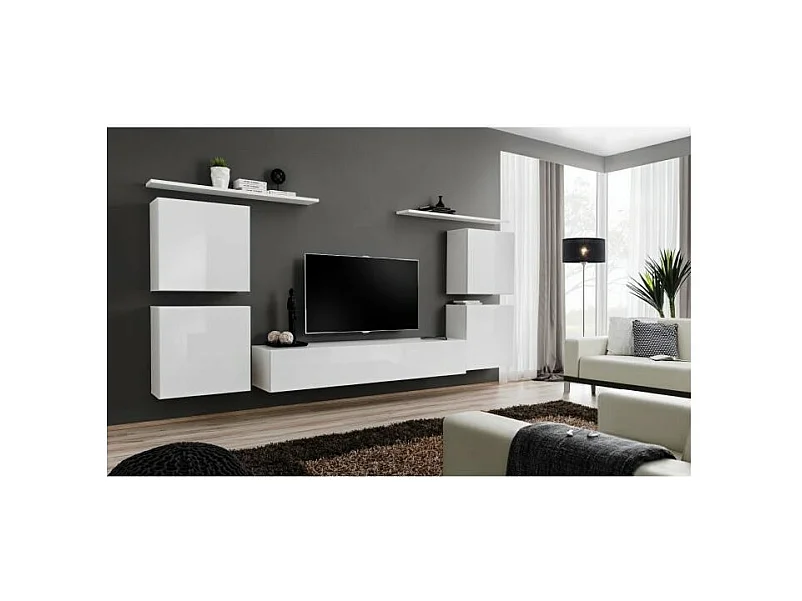 Set di mobili da salotto SWITCH IV design, colore bianco lucido.