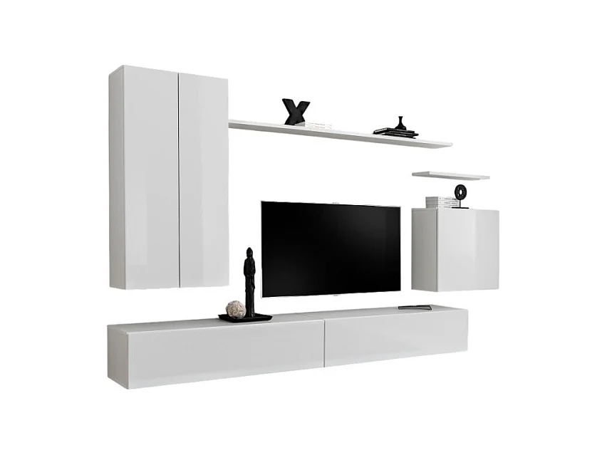 Set di mobili da salotto collezione SWITCH II design, colore bianco lucido.