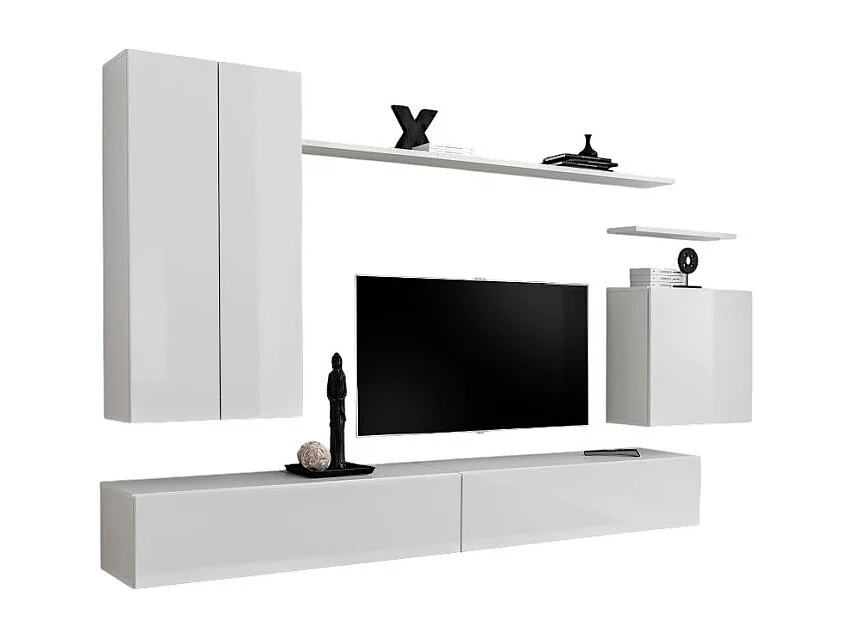 Woonkamermeubelset collectie SWITCH II design, in glanzend witte kleur.