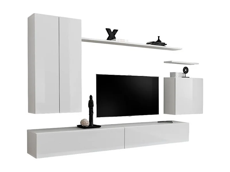 Woonkamermeubelset collectie SWITCH II design, in glanzend witte kleur.