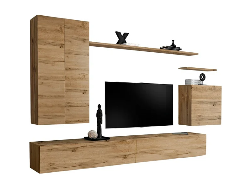 Ensemble meuble salon collection SWITCH II design, coloris chêne Wotan.