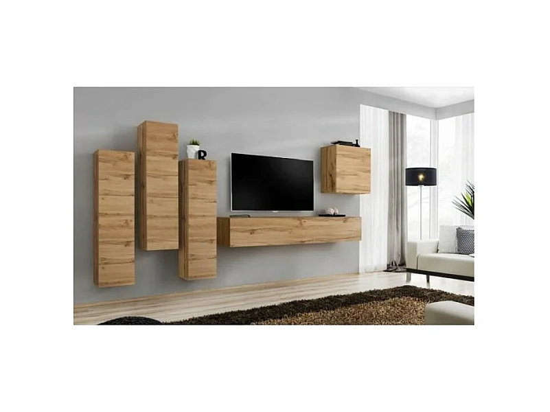 Ensemble de meubles de salon design collection SWITCH III. Coloris chêne Wotan.
