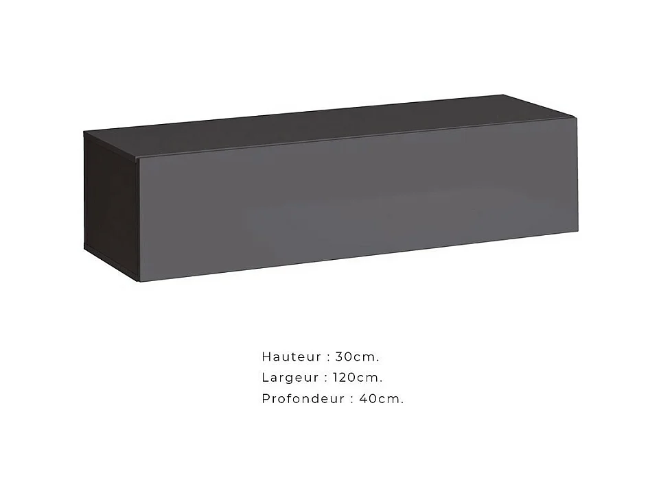 Ensemble meuble salon SWITCH II design, coloris chêne Wotan et gris brillant.