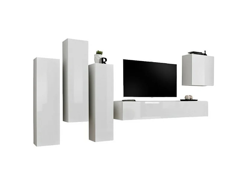 Conjunto de móveis de sala de estar design coleção SWITCH III. Cor branco brilhante.