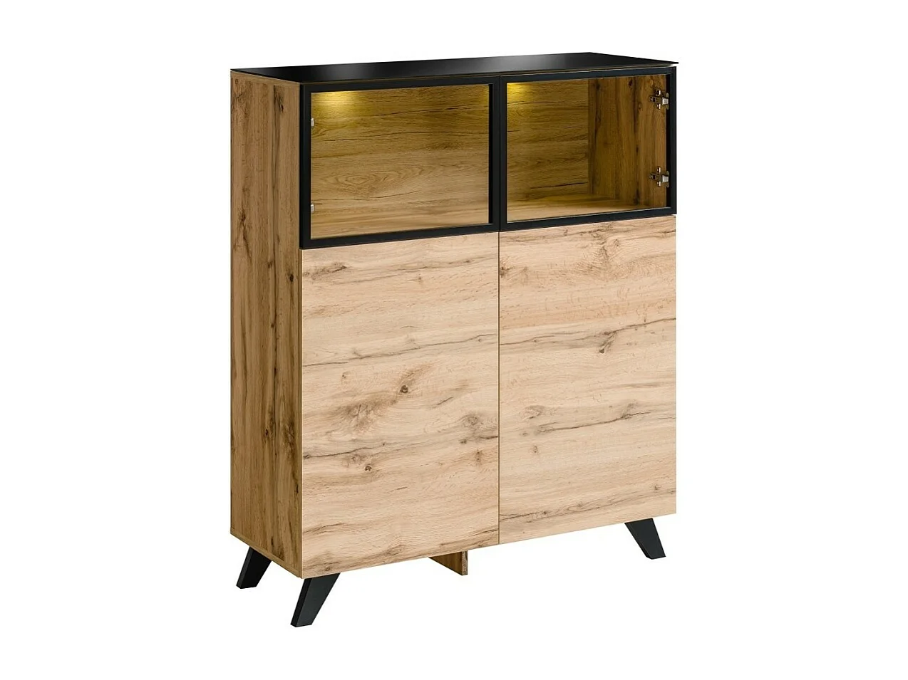 Ensemble meubles de salon TINO composé de quatre meubles et d'une étagère de style industriel.