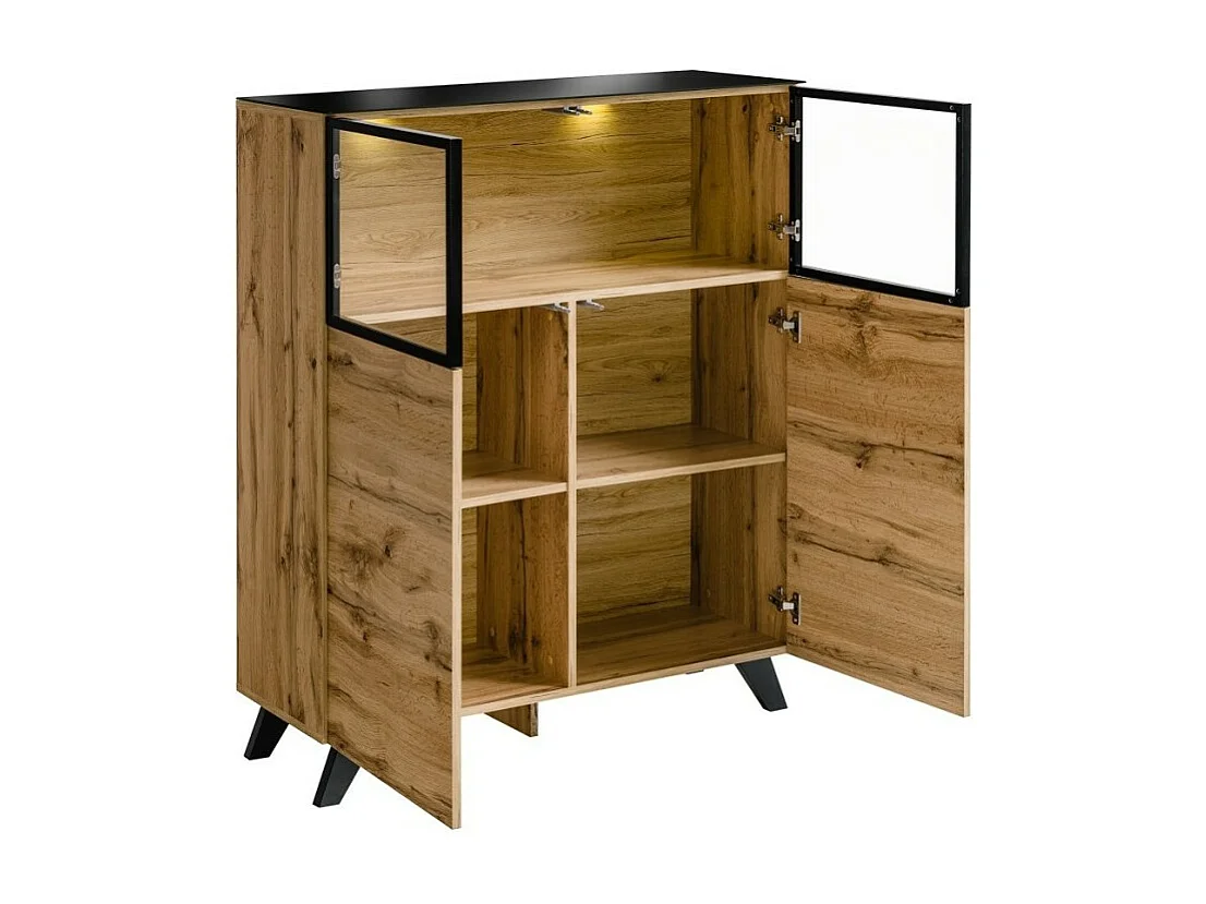 Ensemble meubles de salon TINO composé de quatre meubles et d'une étagère de style industriel.