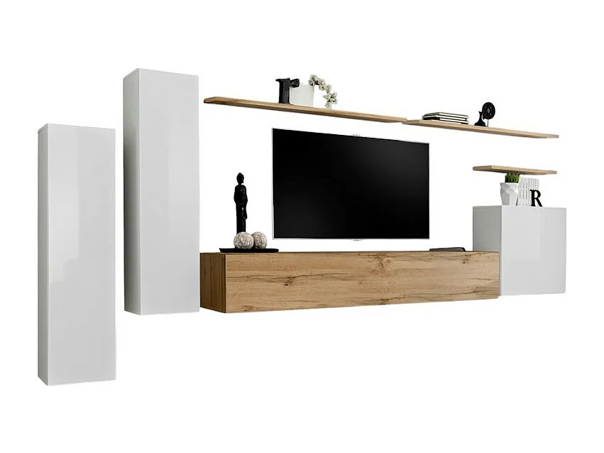 Salonmeubelset uit de SWITCH I collectie, design, in glanzend wit en Wotan eiken kleur.