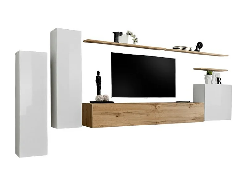 Salonmeubelset uit de SWITCH I collectie, design, in glanzend wit en Wotan eiken kleur.