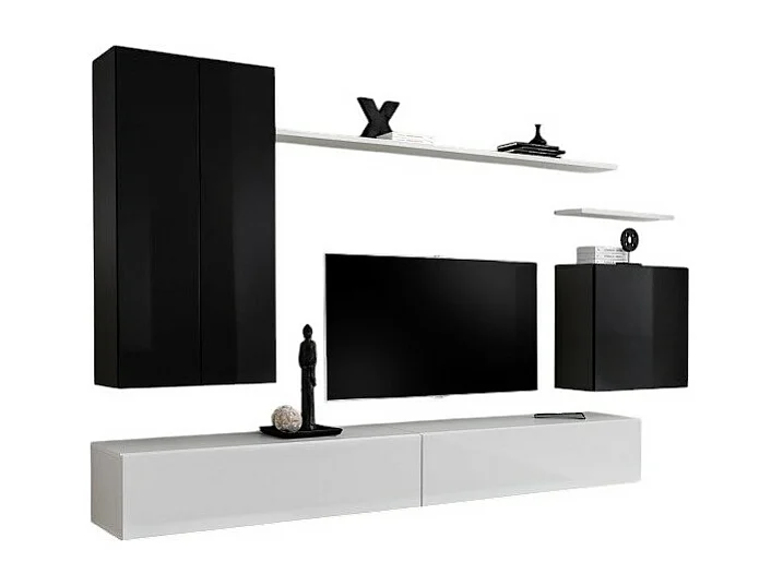 Woonkamer meubelset collectie SWITCH II design, in glanzend zwart en wit.