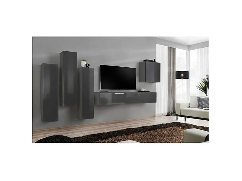 Conjunto de muebles de sala de diseño colección SWITCH III. Color gris brillante.