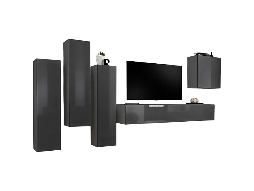 Ensemble de meubles de salon design collection SWITCH III. Coloris gris brillant.