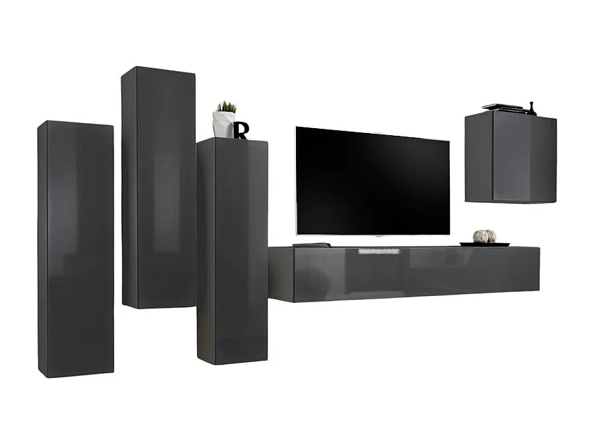 Ensemble de meubles de salon design collection SWITCH III. Coloris gris brillant.