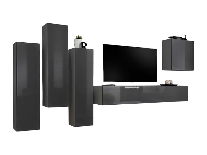 Ensemble de meubles de salon design collection SWITCH III. Coloris gris brillant.