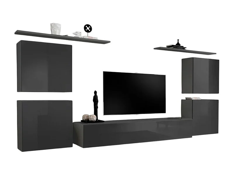 Wohnzimmermöbel-Set SWITCH IV im Design, glänzend grau.