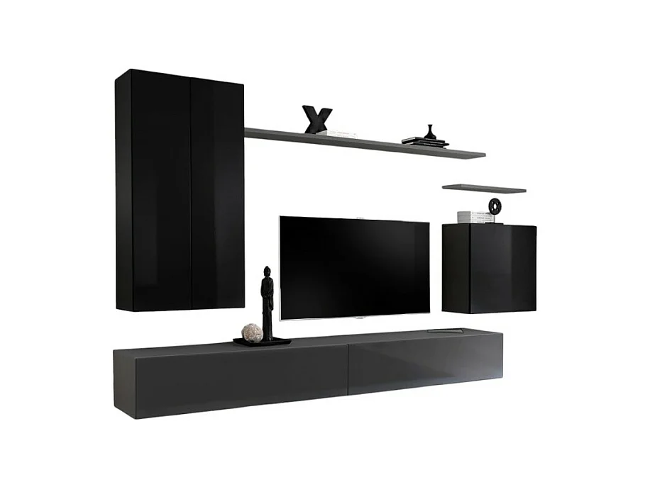 Ensemble de meubles de salon collection SWITCH II design, coloris noir et gris brillant.