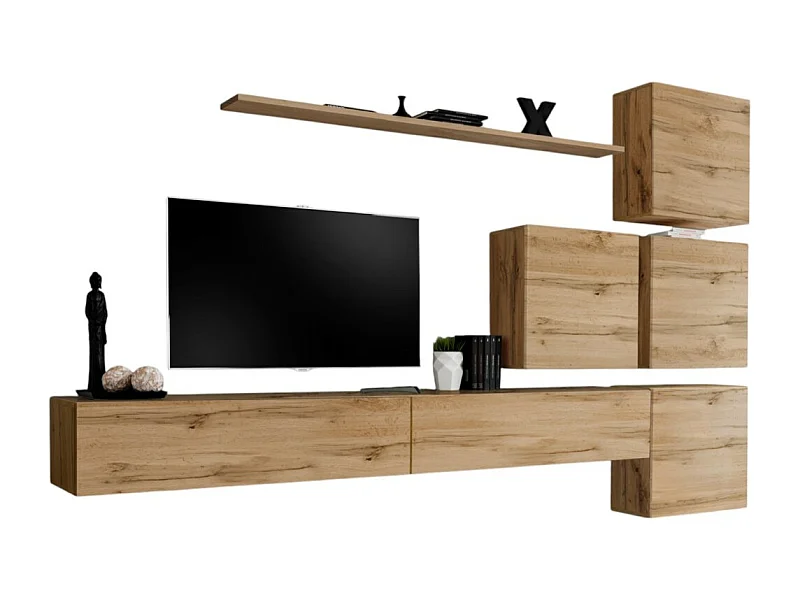 Wohnzimmerwand-Set SWITCH IX im Design, Wotan-Eiche Farbe.