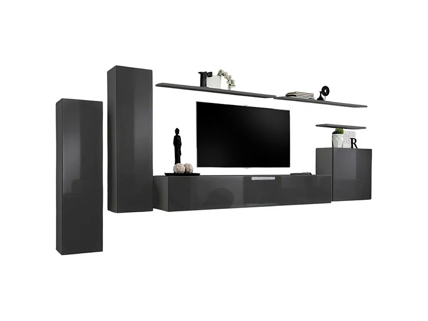 Wohnzimmermöbel-Set der Kollektion SWITCH I, Design in glänzendem Grau.