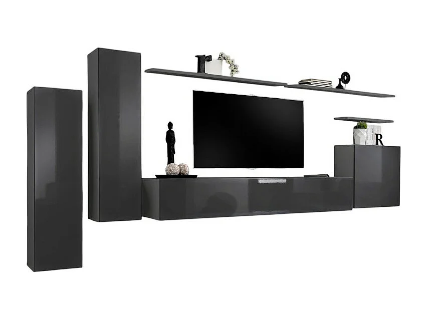 Woonkamer meubelset uit de SWITCH I collectie, glanzend grijs design.