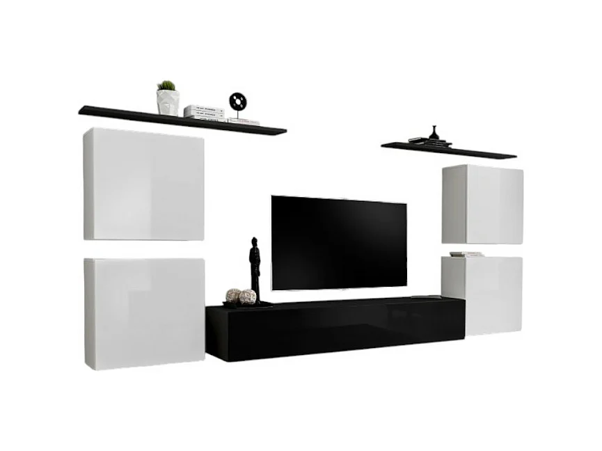 Salonmeubelset SWITCH IV design, in glanzend zwart en wit.