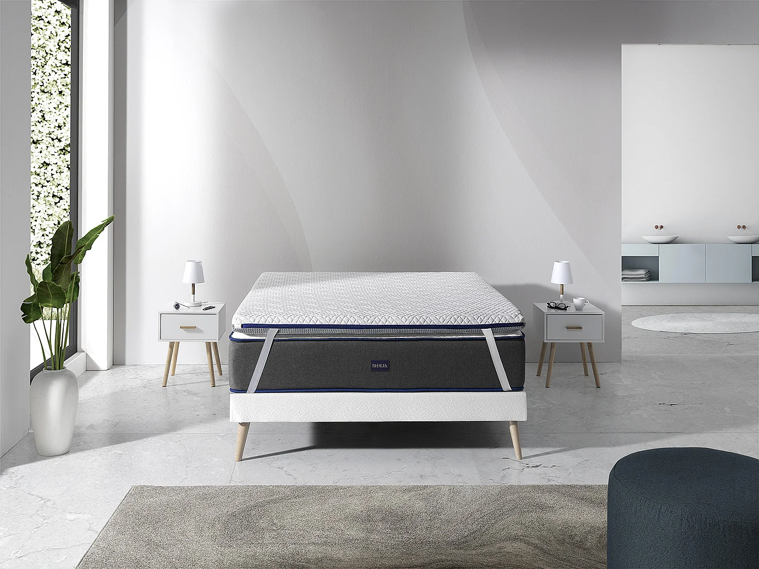 SHAULA Sur Matelas Mousse a memoire de forme 80X180 JENO, Epaisseur 8 CM, Dehoussable, adaptable.