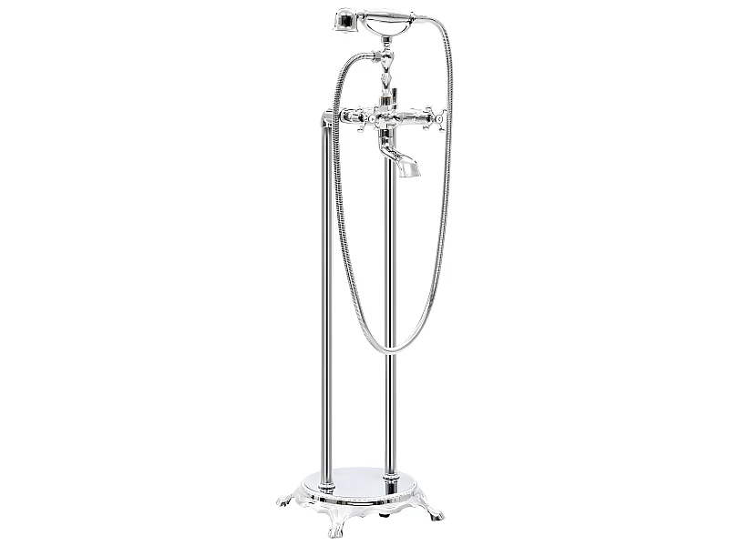 Grifo de bañera de baño con pedestal de acero inoxidable 995 cm plateado 02_0003478