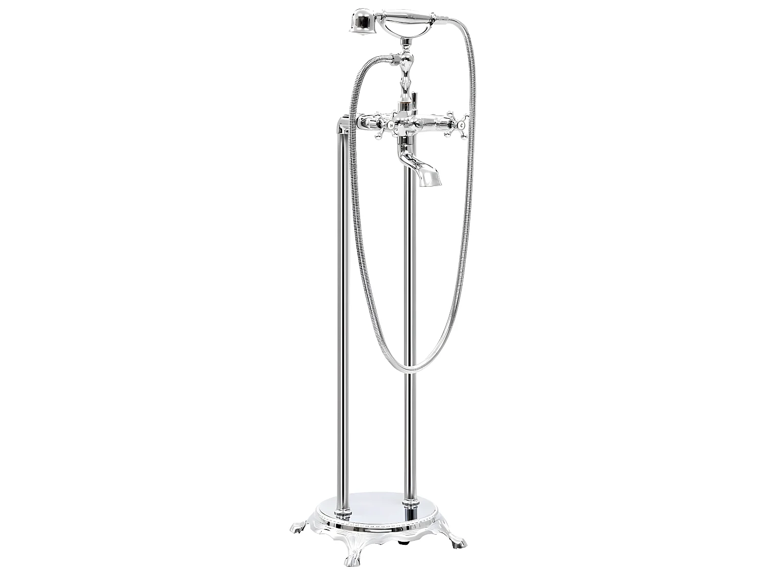Grifo de bañera de baño con pedestal de acero inoxidable 995 cm plateado 02_0003478