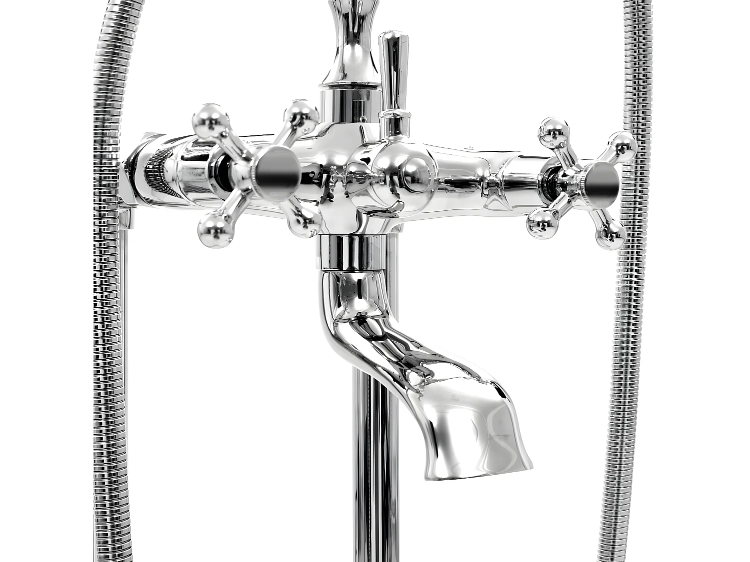 Grifo de bañera de baño con pedestal de acero inoxidable 995 cm plateado 02_0003478