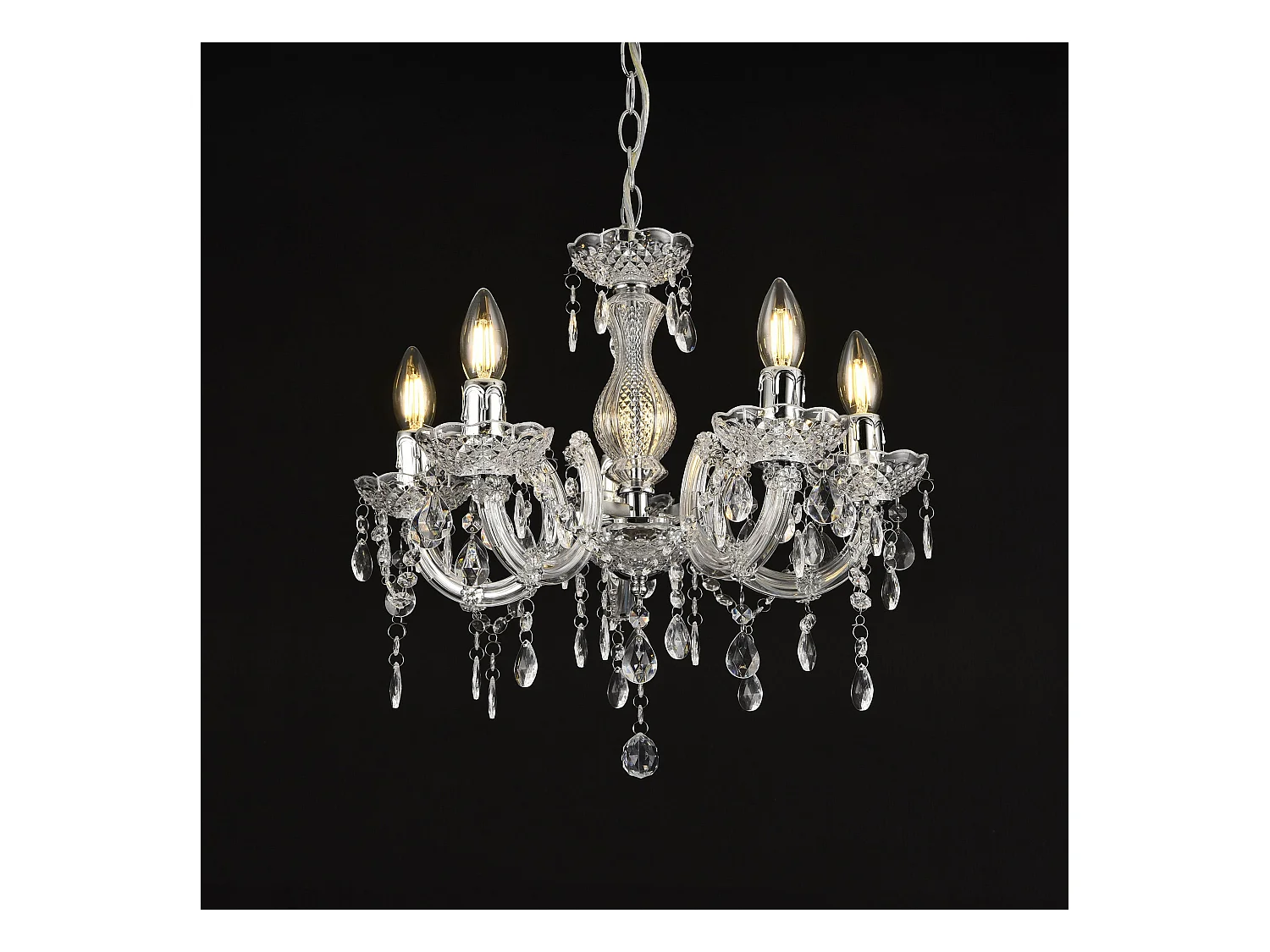 Lustre élégant luminaire suspendue lampe suspension métal et plastique 5 x E14 diamètre Ø : env. 35 cm blanc 03_0002813