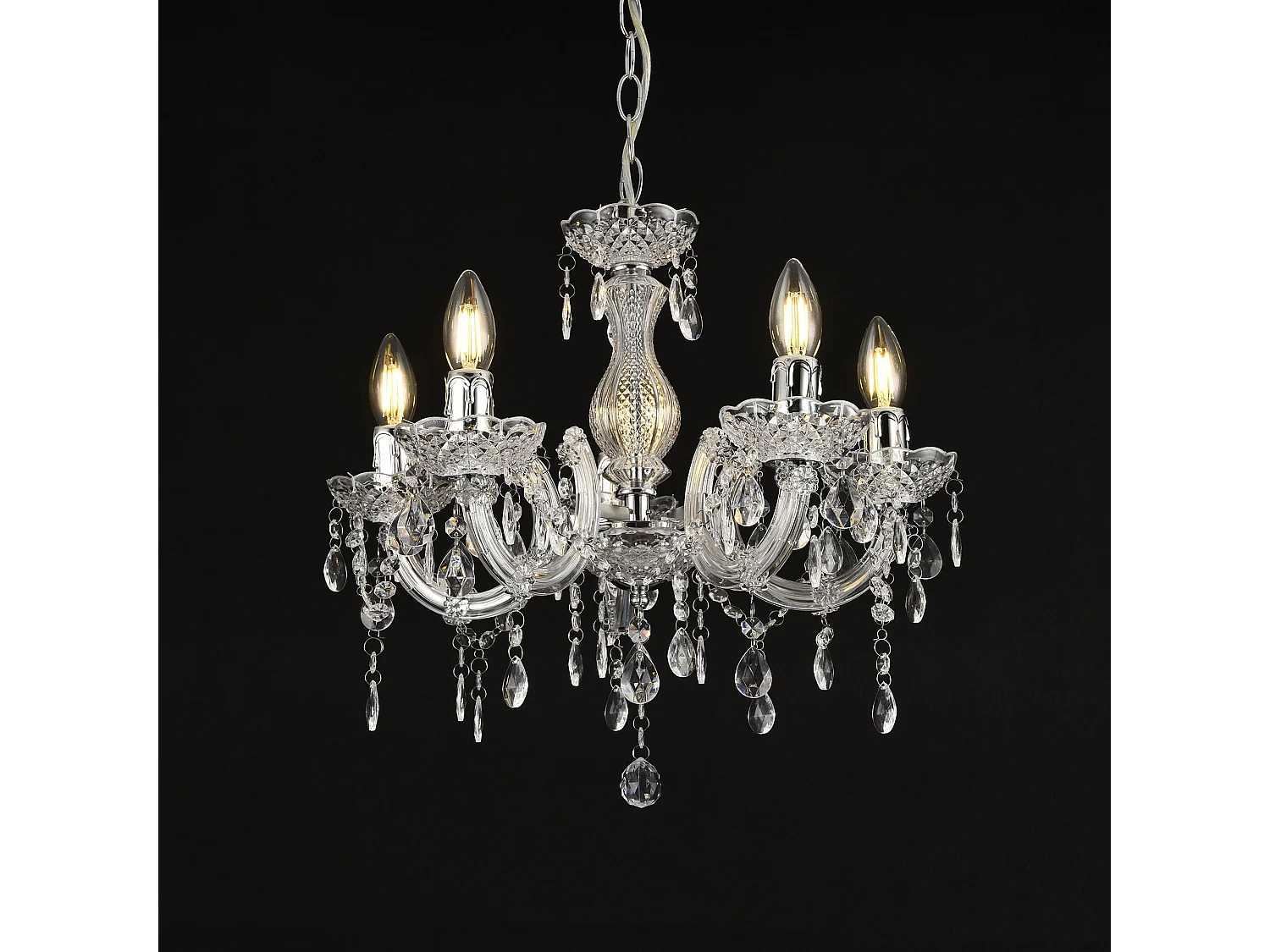 Lustre élégant luminaire suspendue lampe suspension métal et plastique 5 x E14 diamètre Ø : env. 35 cm blanc 03_0002813