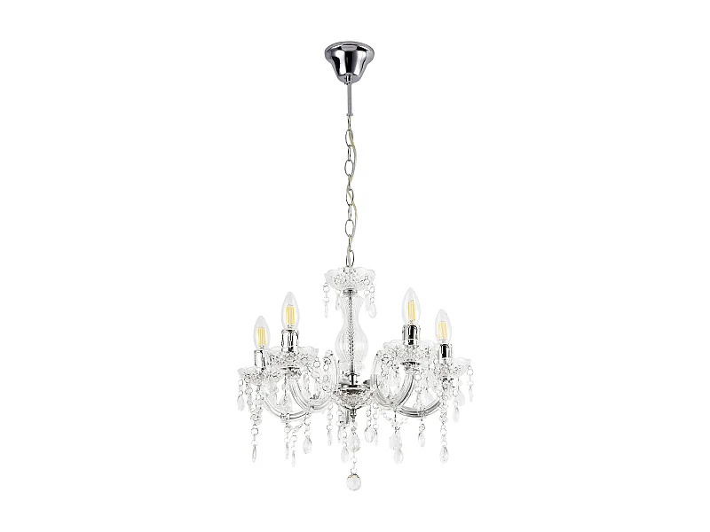 Lustre élégant luminaire suspendue lampe suspension métal et plastique 5 x E14 diamètre Ø : env. 35 cm blanc 03_0002813