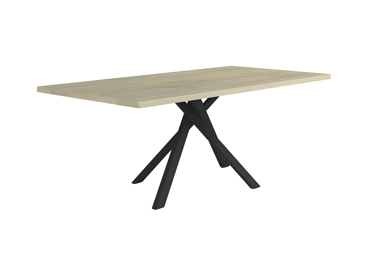 YUMA - Table 200cm Industrielle Effet Chêne Pied Central