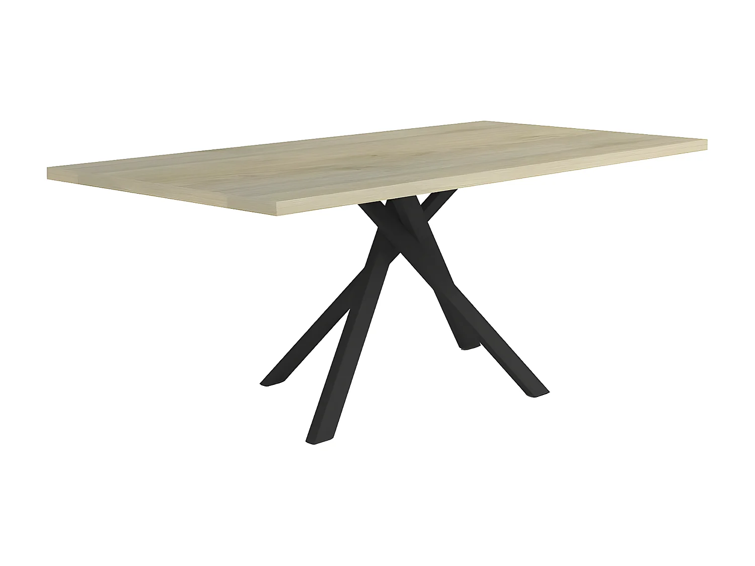 YUMA - Table 200cm Industrielle Effet Chêne Pied Central