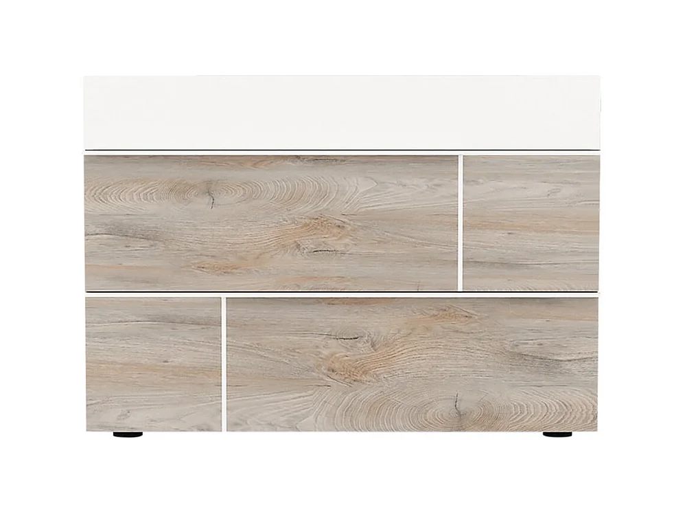 NINO LIGHT - Commode 3 Tiroirs Blanc et Effet Bois Clair