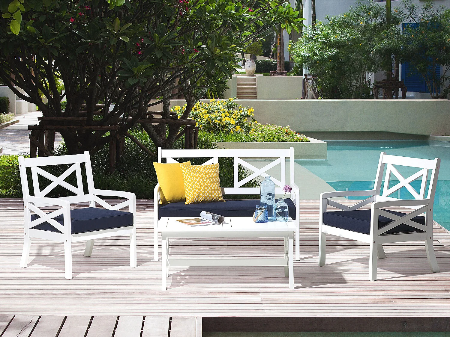 Chaise de jardin BALTIC Acacia Bleu marine