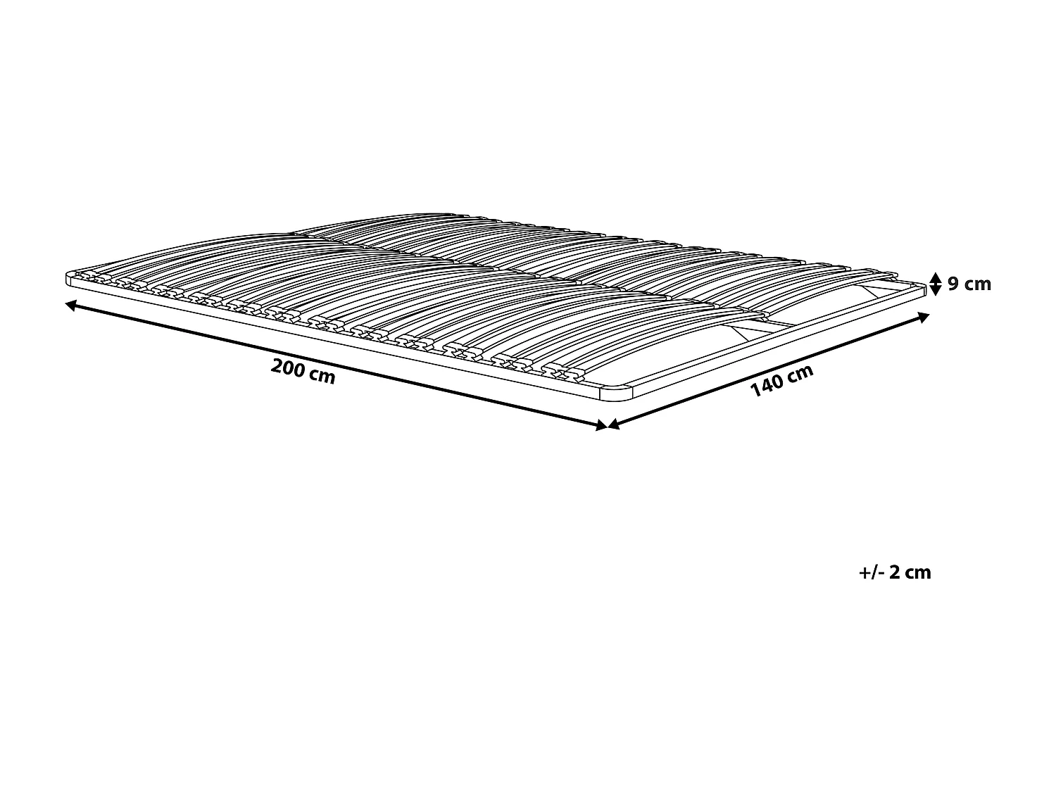Lattenrahmen für Betten 140 x 200 cm Metall schwarz Pappelholz 48 Leisten Combourg